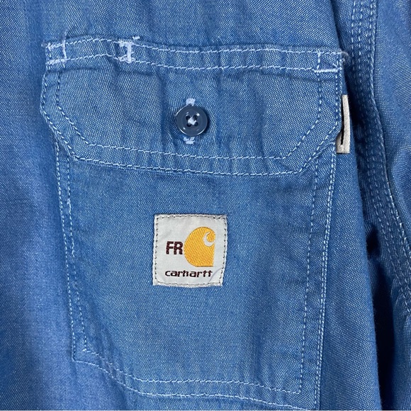 Carhartt Flame Resistance Shirt Sz 2X Blue Chambray Long Sleeve Pockets FRS191 - Picture 6 of 10